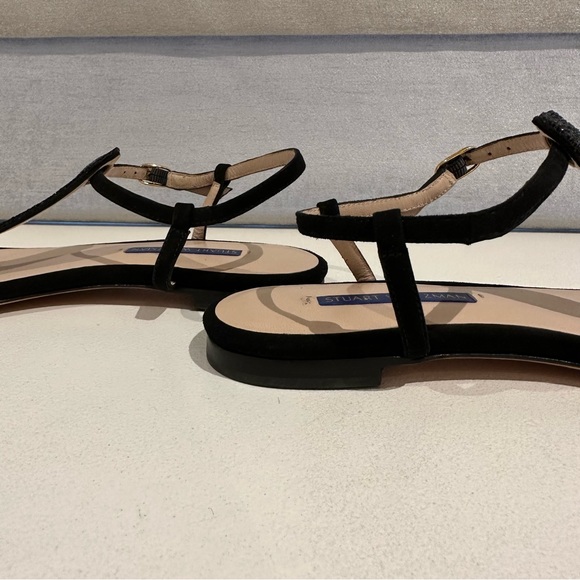 Stuart Weitzman Black Suede Embellished Thong Sandals • 6.5 - Picture 4 of 8